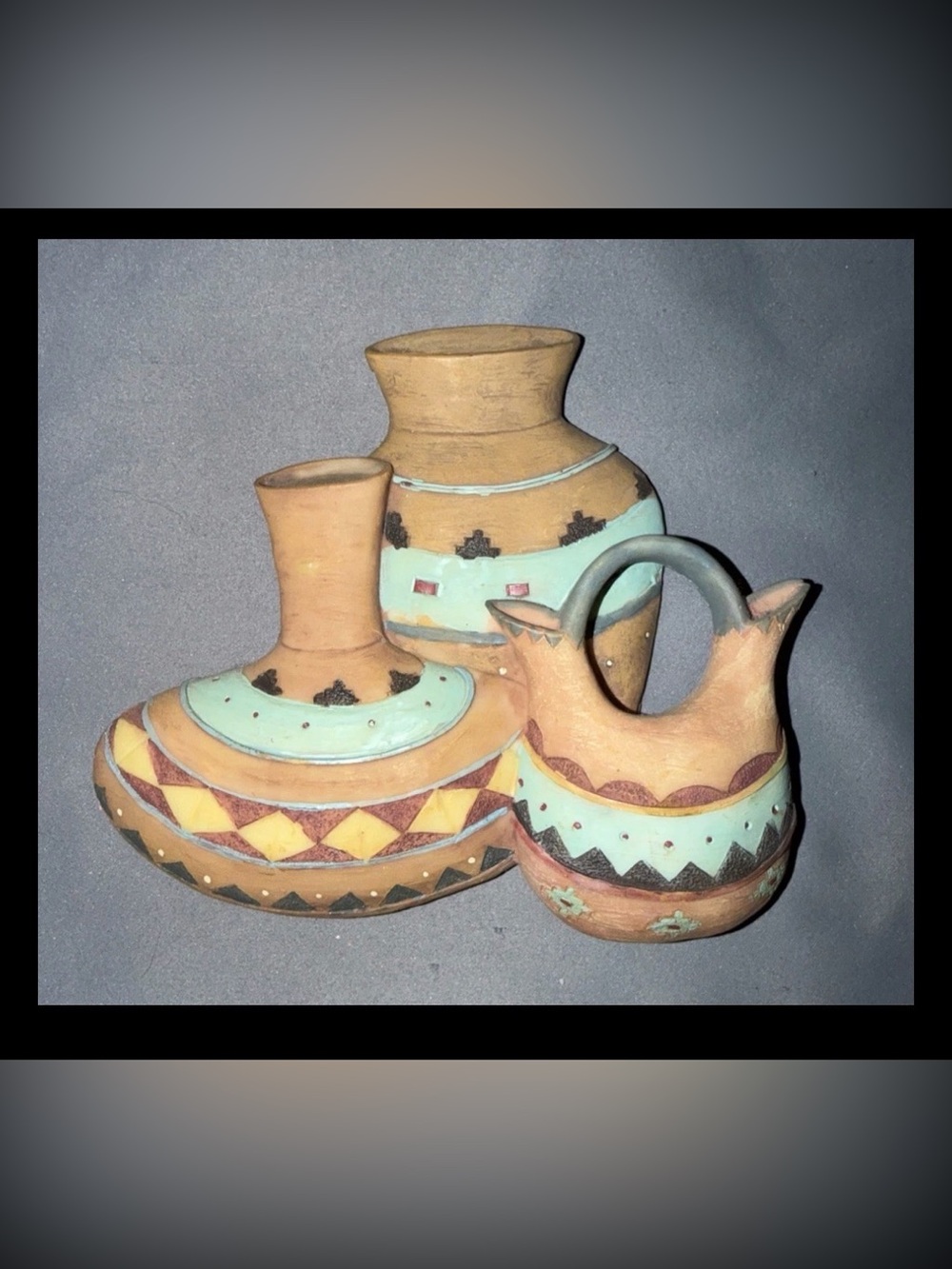 Vintage Southwestern Pottery Theme Resin Wall Decor Hanging Plaque